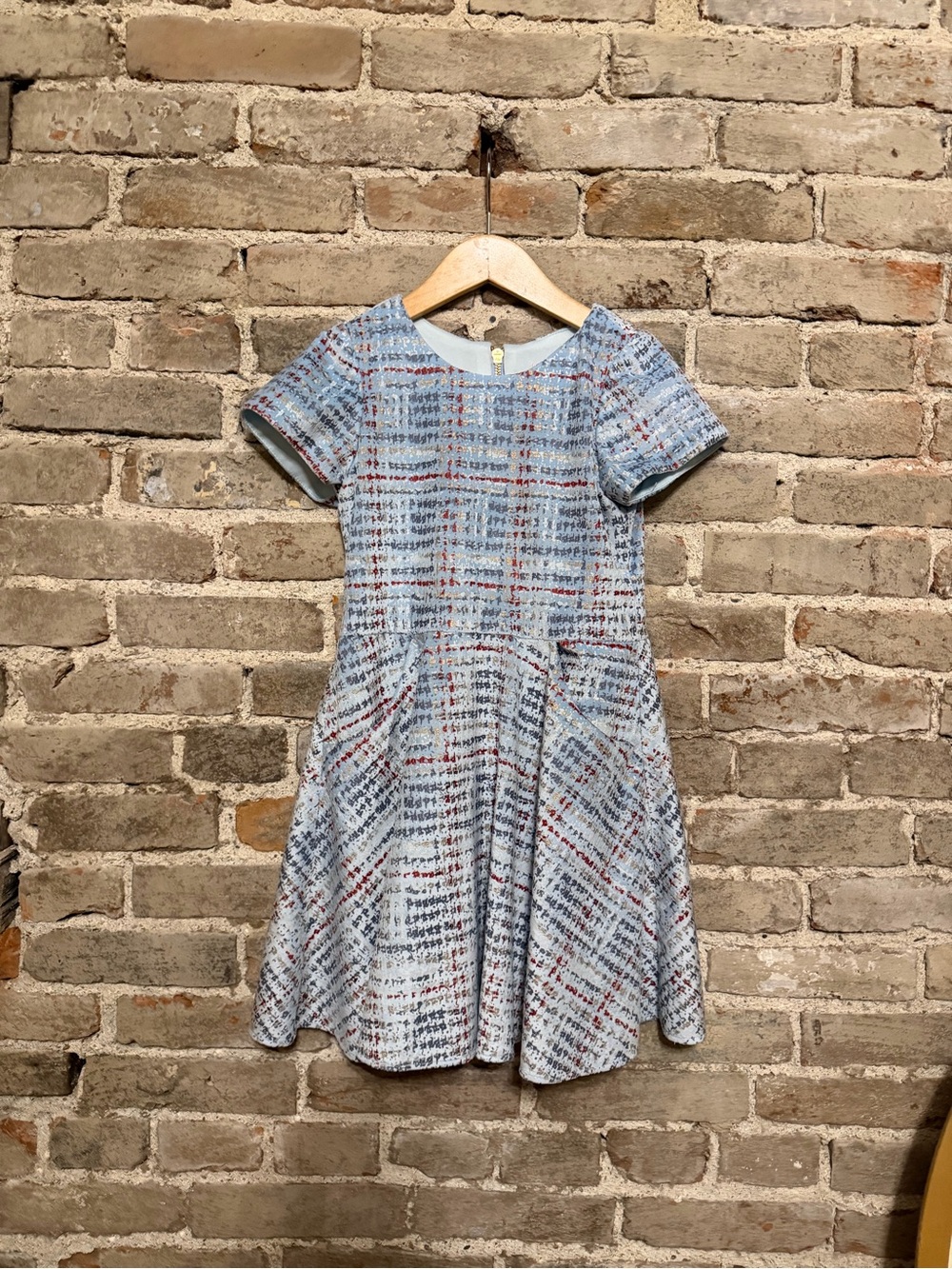 Zoe Ltd “Dakota” Light Blue Dress with Red, gold and Navy Accents (girls)
